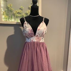 Mauve and floral homecoming dress